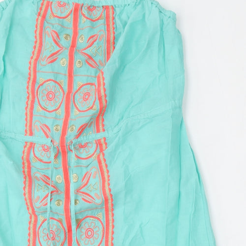 Matalan Womens Green Geometric Cotton Kaftan  Size L  Round Neck