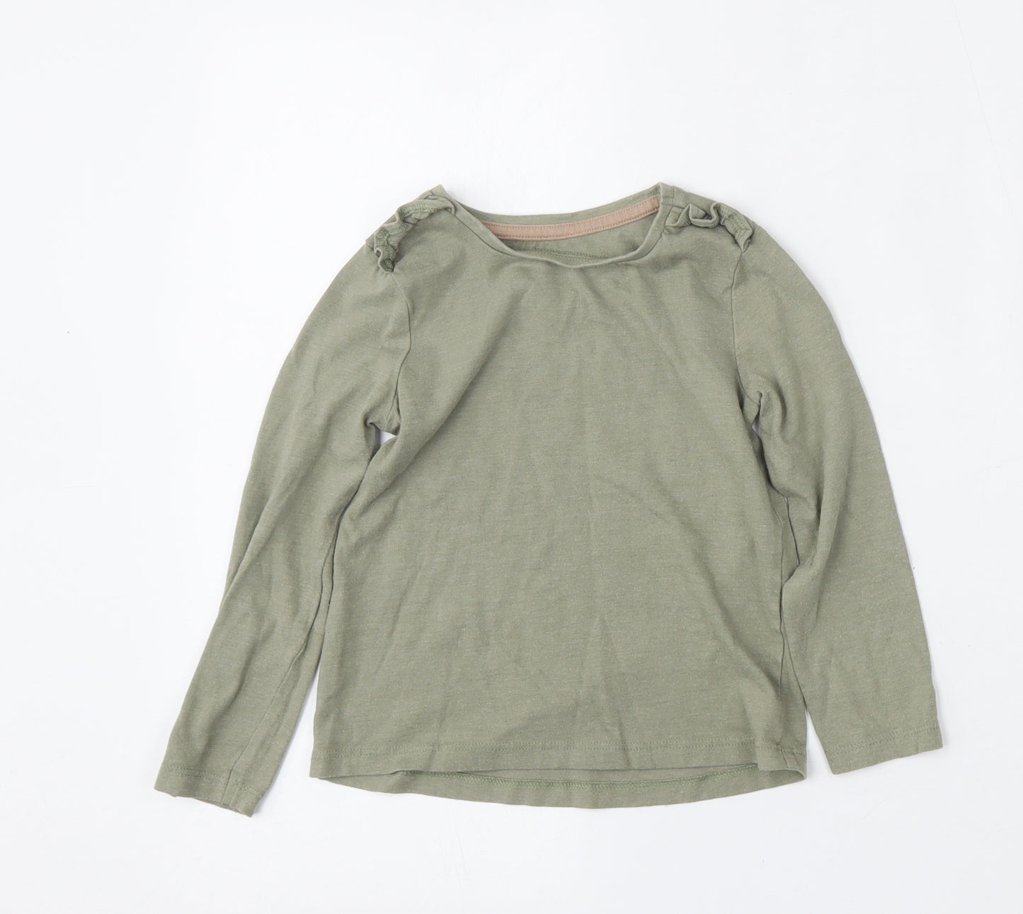 TU Girls Green  Cotton Basic T-Shirt Size 3-4 Years Round Neck