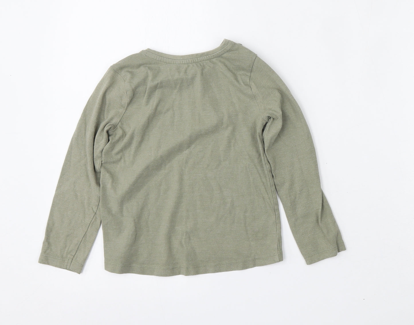 TU Girls Green  Cotton Basic T-Shirt Size 3-4 Years Round Neck