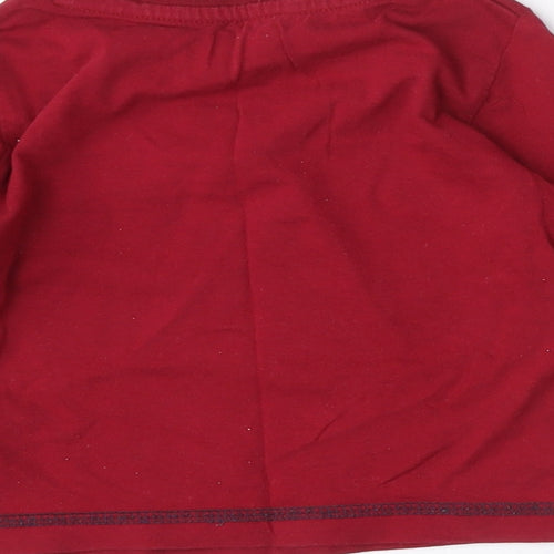 Dunnes Stores Boys Red  Cotton Basic T-Shirt Size 9-12 Months Round Neck