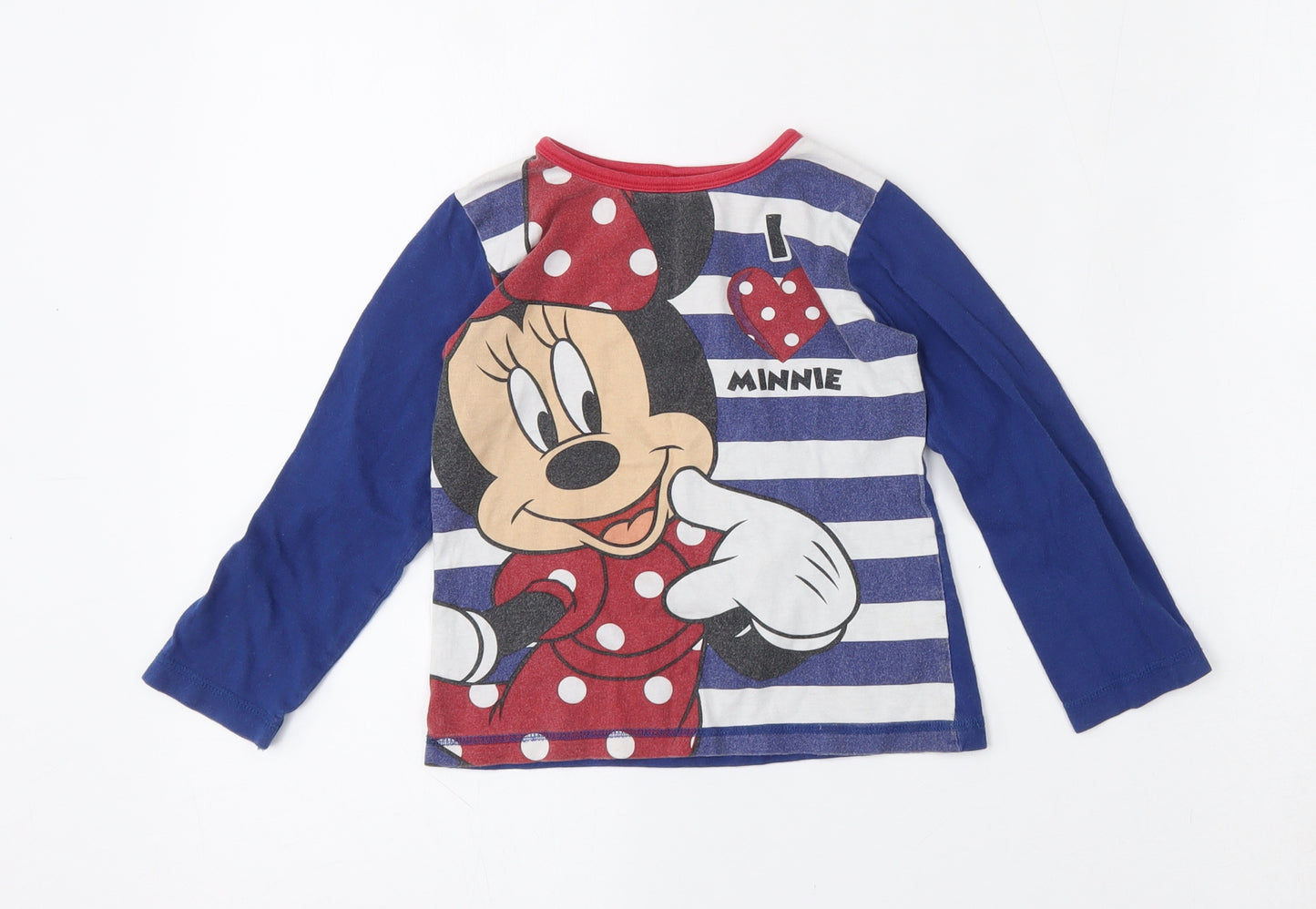 Character.com Girls Blue  Cotton Basic T-Shirt Size 4 Years Round Neck