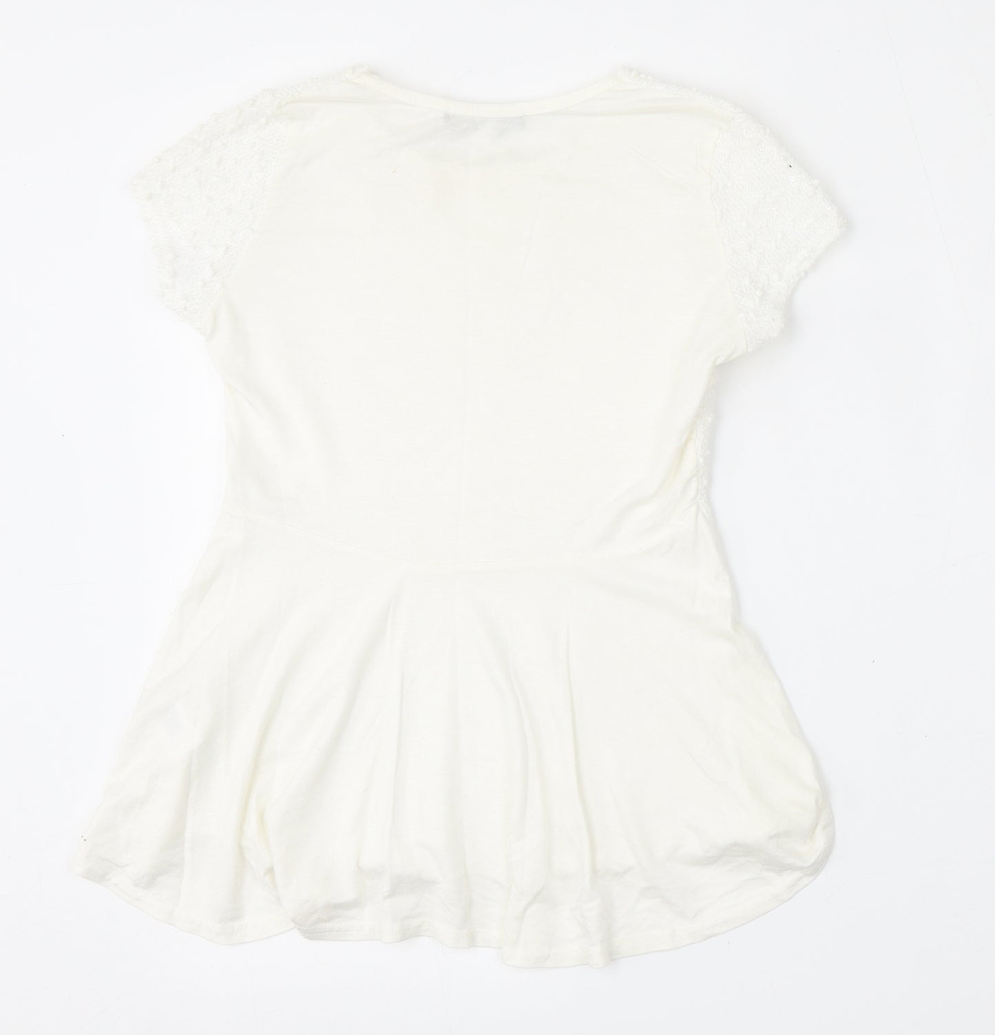 Atmosphere Womens White  Viscose Basic T-Shirt Size 6 Round Neck