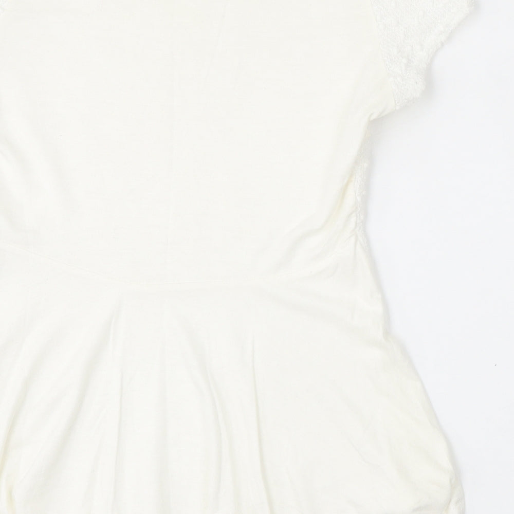 Atmosphere Womens White  Viscose Basic T-Shirt Size 6 Round Neck