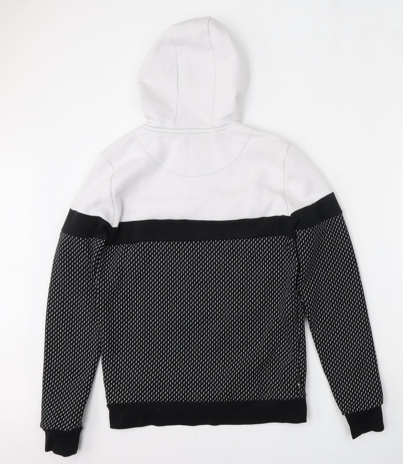 11 degrees Mens Multicoloured Geometric Cotton Pullover Hoodie Size M