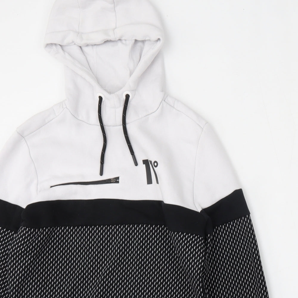 11 degrees Mens Multicoloured Geometric Cotton Pullover Hoodie Size M