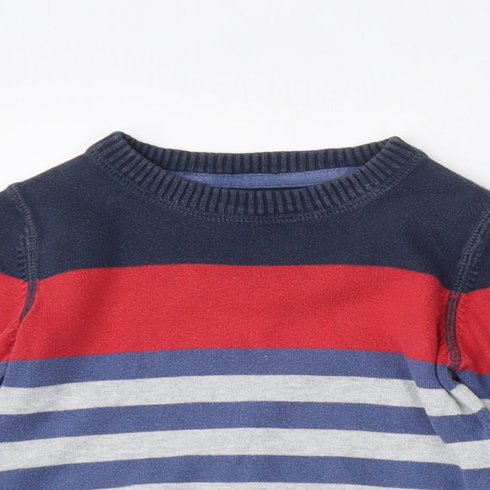 F&F Boys Multicoloured Round Neck Striped Cotton Pullover Jumper Size 2-3 Years