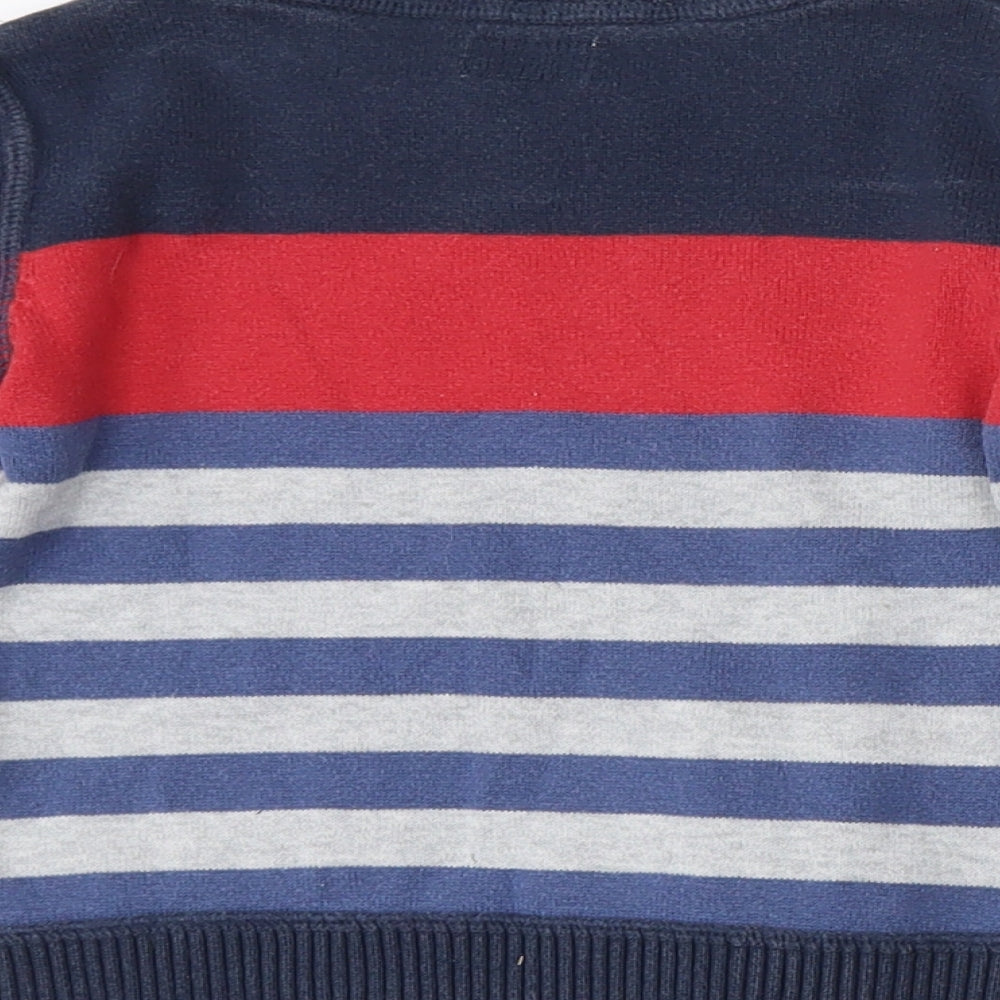 F&F Boys Multicoloured Round Neck Striped Cotton Pullover Jumper Size 2-3 Years