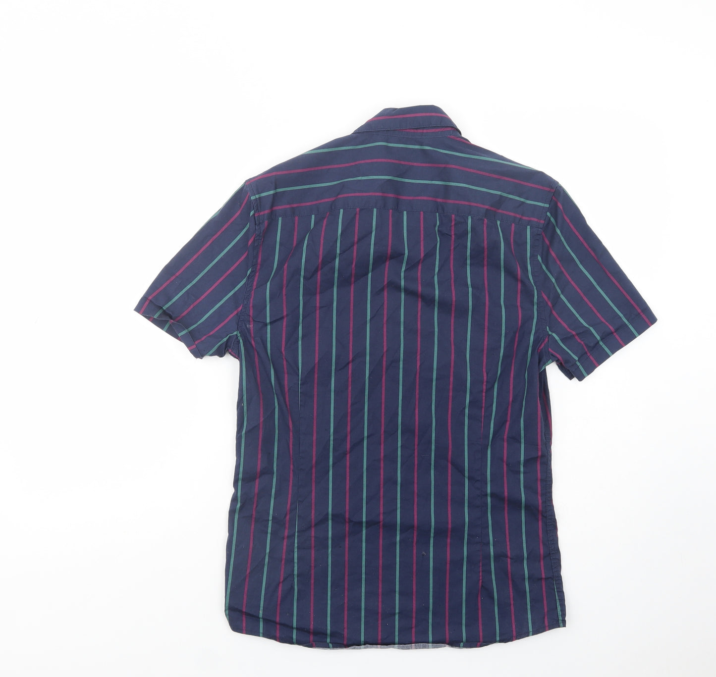 ASOS Mens Blue Striped Cotton  Button-Up Size S Collared Button