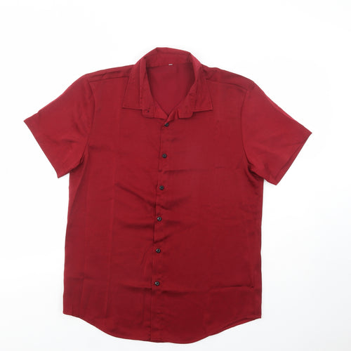 SheIn Womens Red  Polyester Basic Button-Up Size M Collared