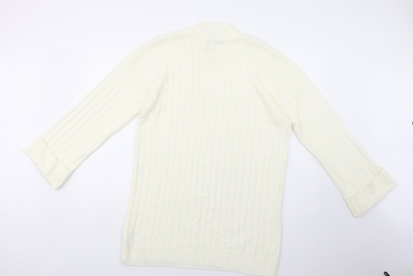 Boohoo Womens Ivory Mock Neck  Acrylic Tunic Jumper Size M