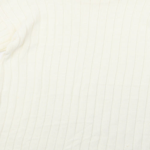 Boohoo Womens Ivory Mock Neck  Acrylic Tunic Jumper Size M