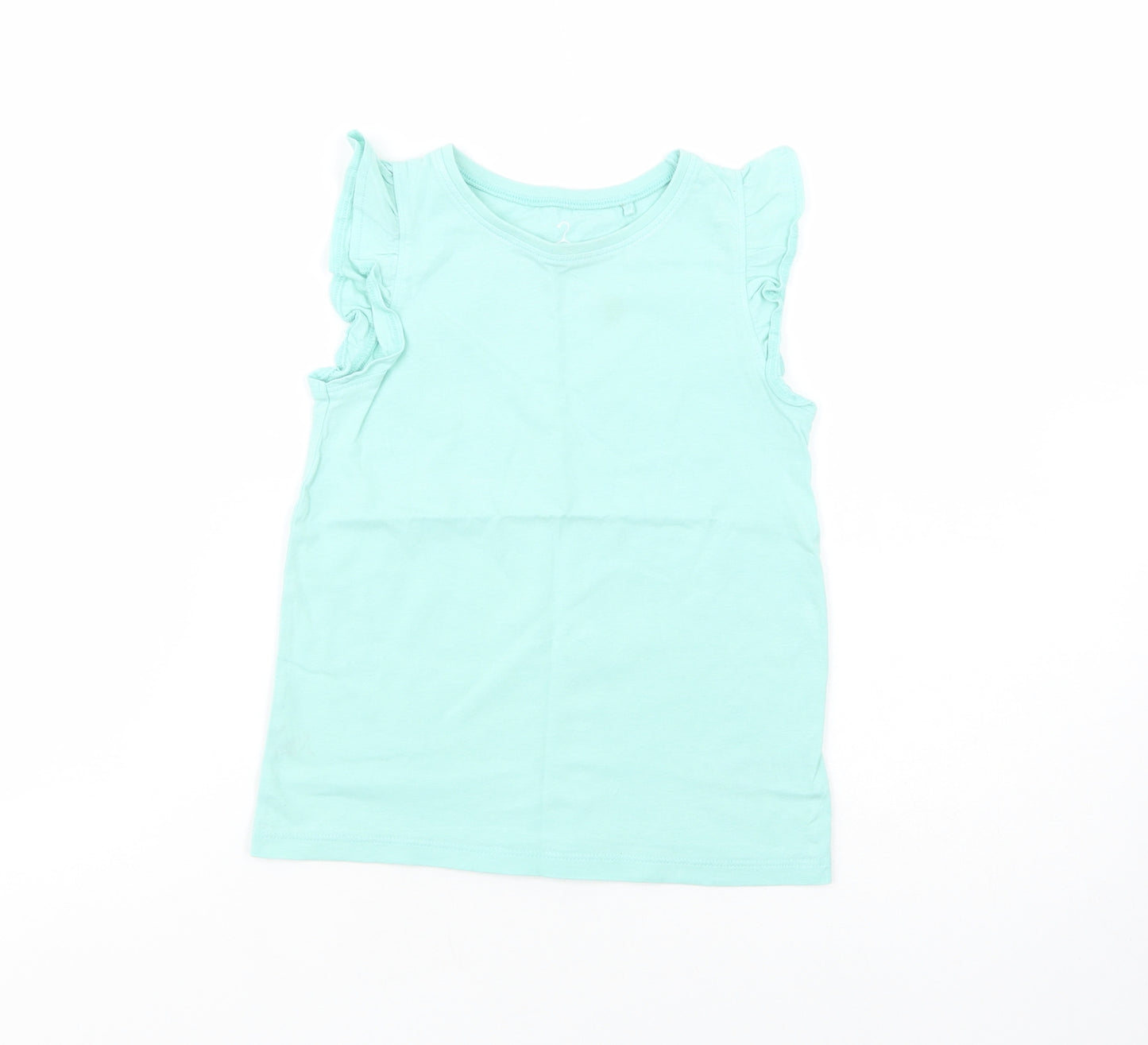 NEXT Girls Green  Cotton Basic Tank Size 6-7 Years Crew Neck Pullover