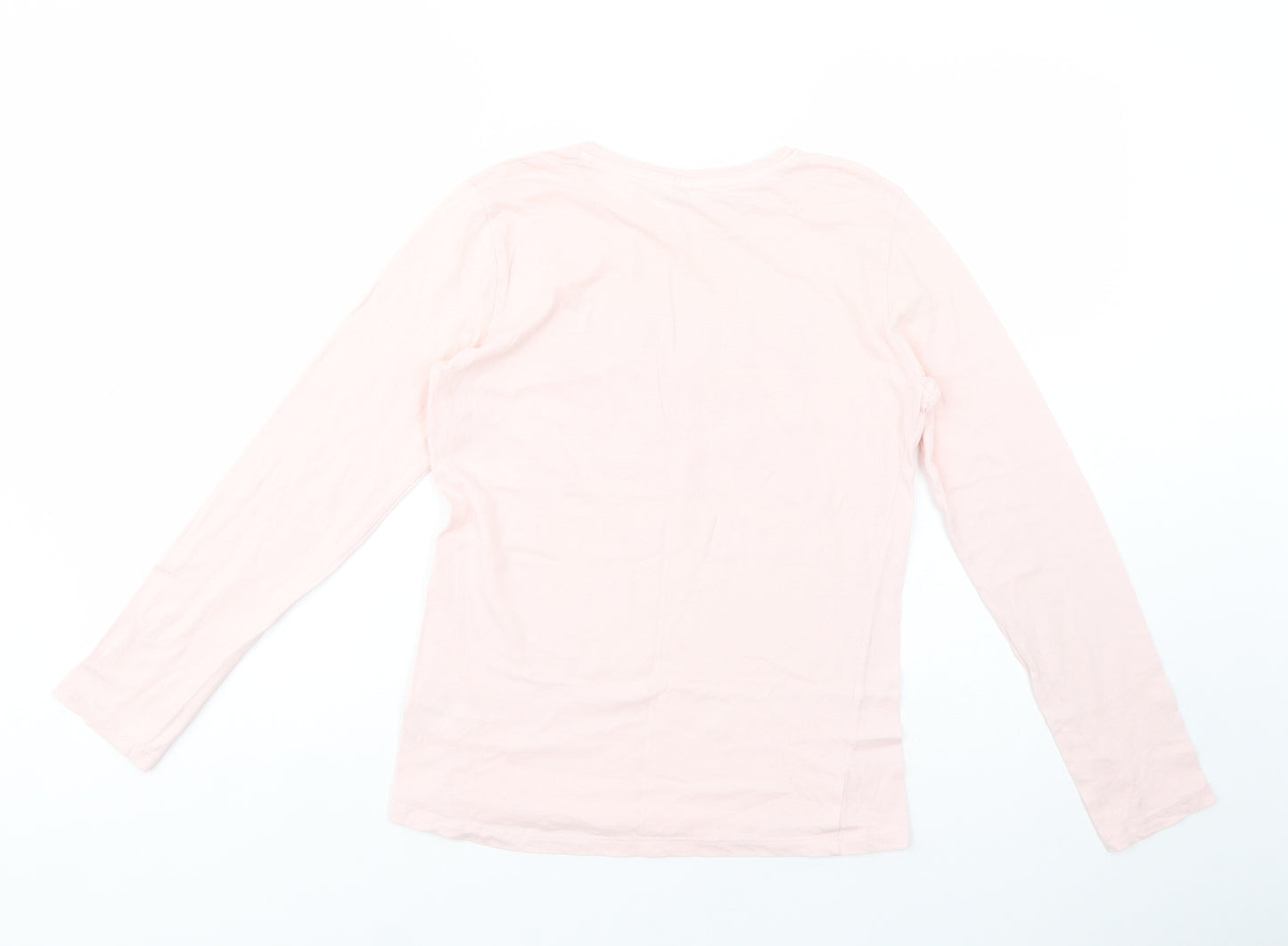 Pep & Co Girls Pink  Cotton Basic T-Shirt Size 12-13 Years Crew Neck Pullover - Dance