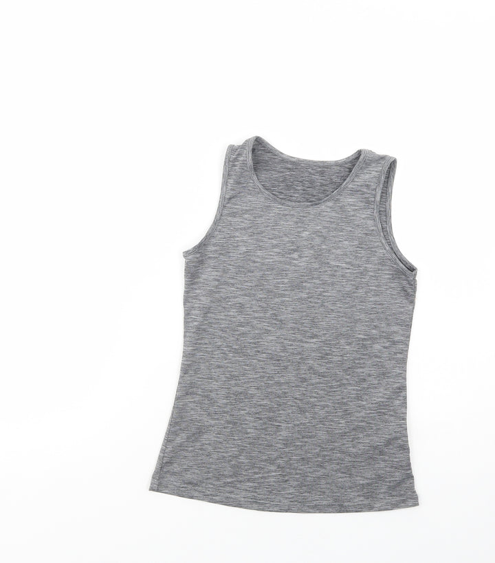 Dunnes Stores Girls Grey Polyester Basic Tank Size 10-11 Years Crew Neck Pullover