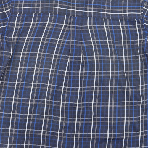 Originals Mens Blue Plaid Polyester  Button-Up Size M Collared Button