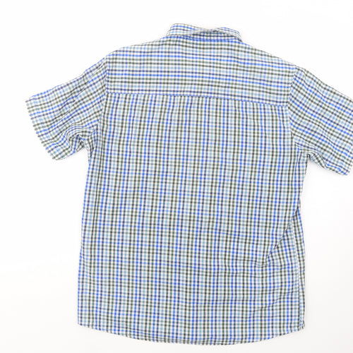 Originals Mens Blue Plaid Polyester  Button-Up Size M Collared Button