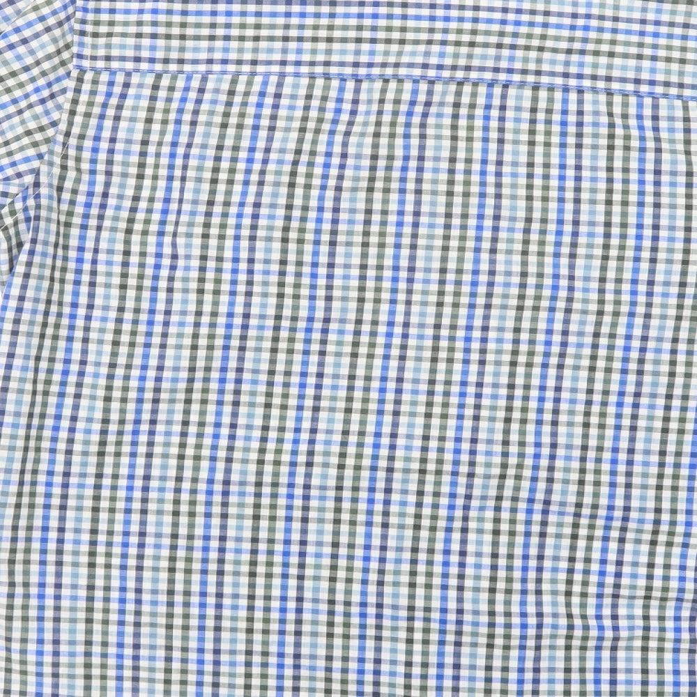 Originals Mens Blue Plaid Polyester  Button-Up Size M Collared Button