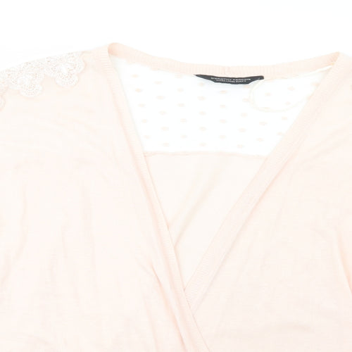 Dorothy Perkins Womens Pink V-Neck  Cotton Cardigan Jumper Size XL   - Lace Detail