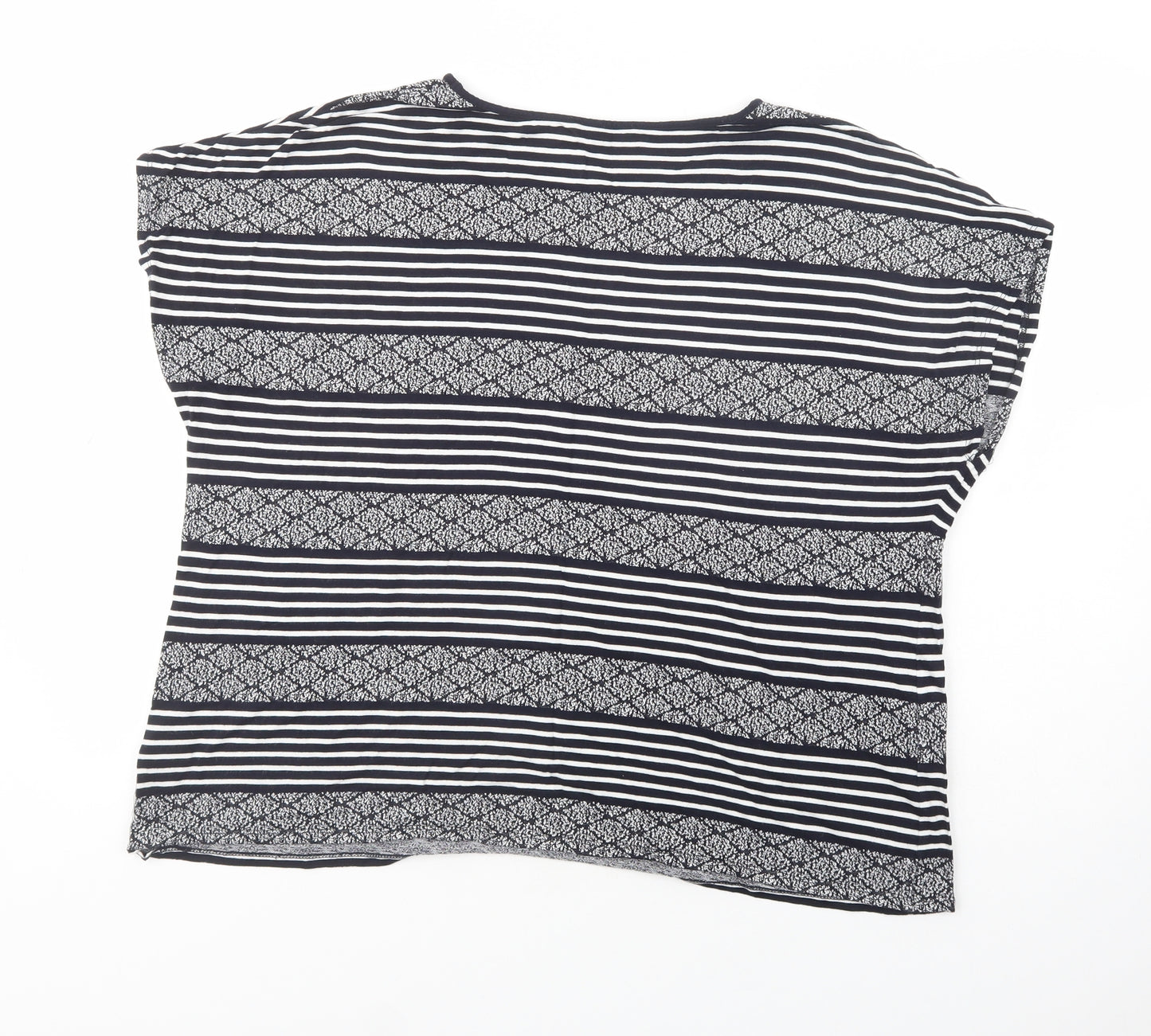 Marks and Spencer Womens Blue Striped Viscose Basic Blouse Size 22 Crew Neck