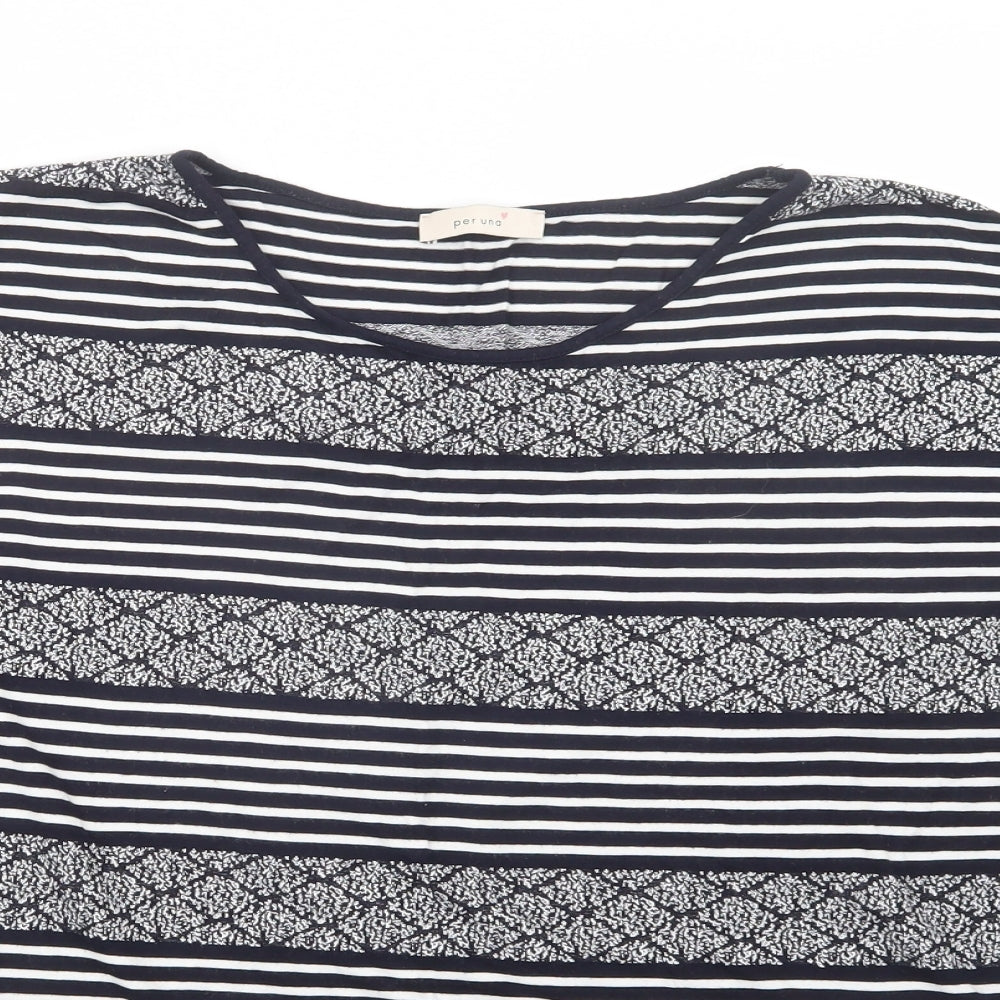Marks and Spencer Womens Blue Striped Viscose Basic Blouse Size 22 Crew Neck