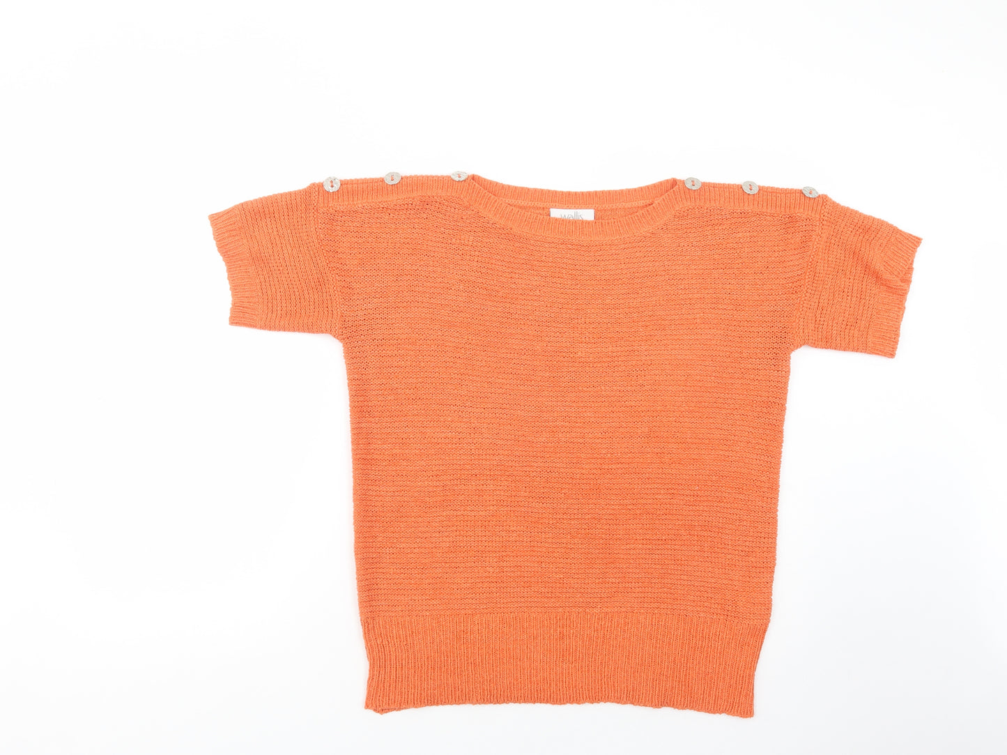 Wallis Womens Orange Boat Neck  Acrylic Pullover Jumper Size M