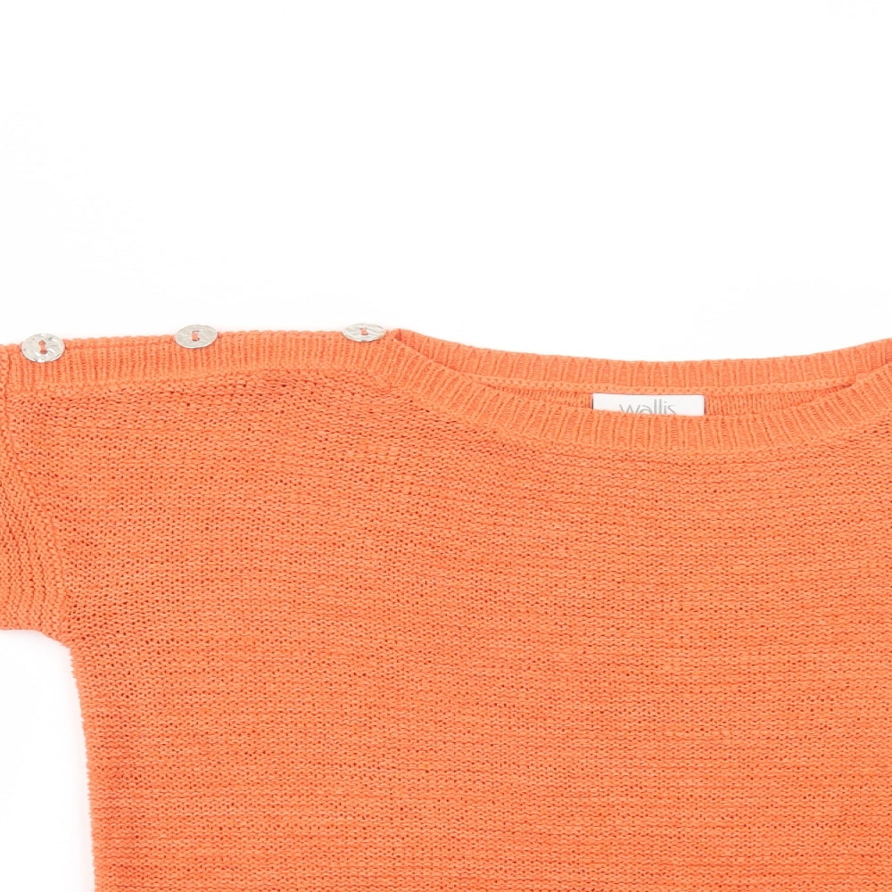 Wallis Womens Orange Boat Neck  Acrylic Pullover Jumper Size M