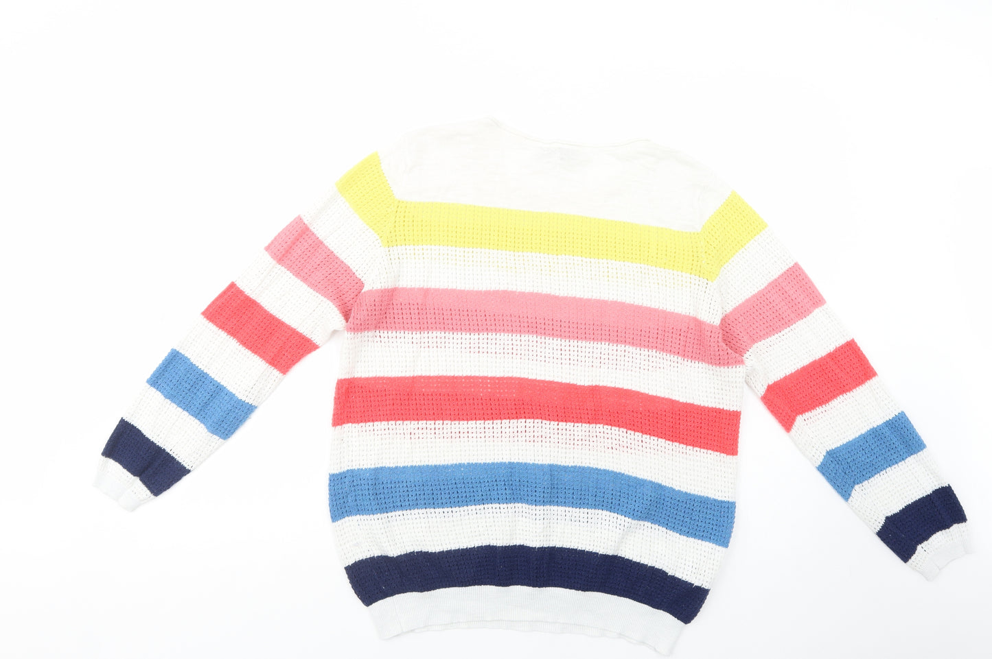 NEXT Womens Multicoloured Crew Neck Striped Cotton Pullover Jumper Size 16