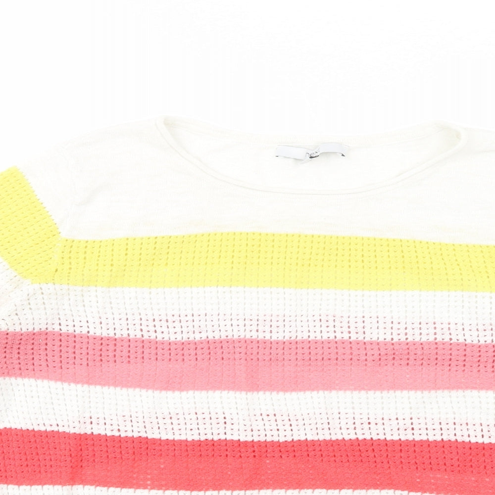 NEXT Womens Multicoloured Crew Neck Striped Cotton Pullover Jumper Size 16