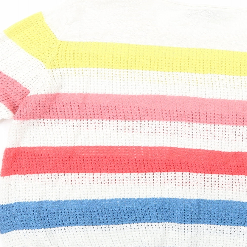 NEXT Womens Multicoloured Crew Neck Striped Cotton Pullover Jumper Size 16