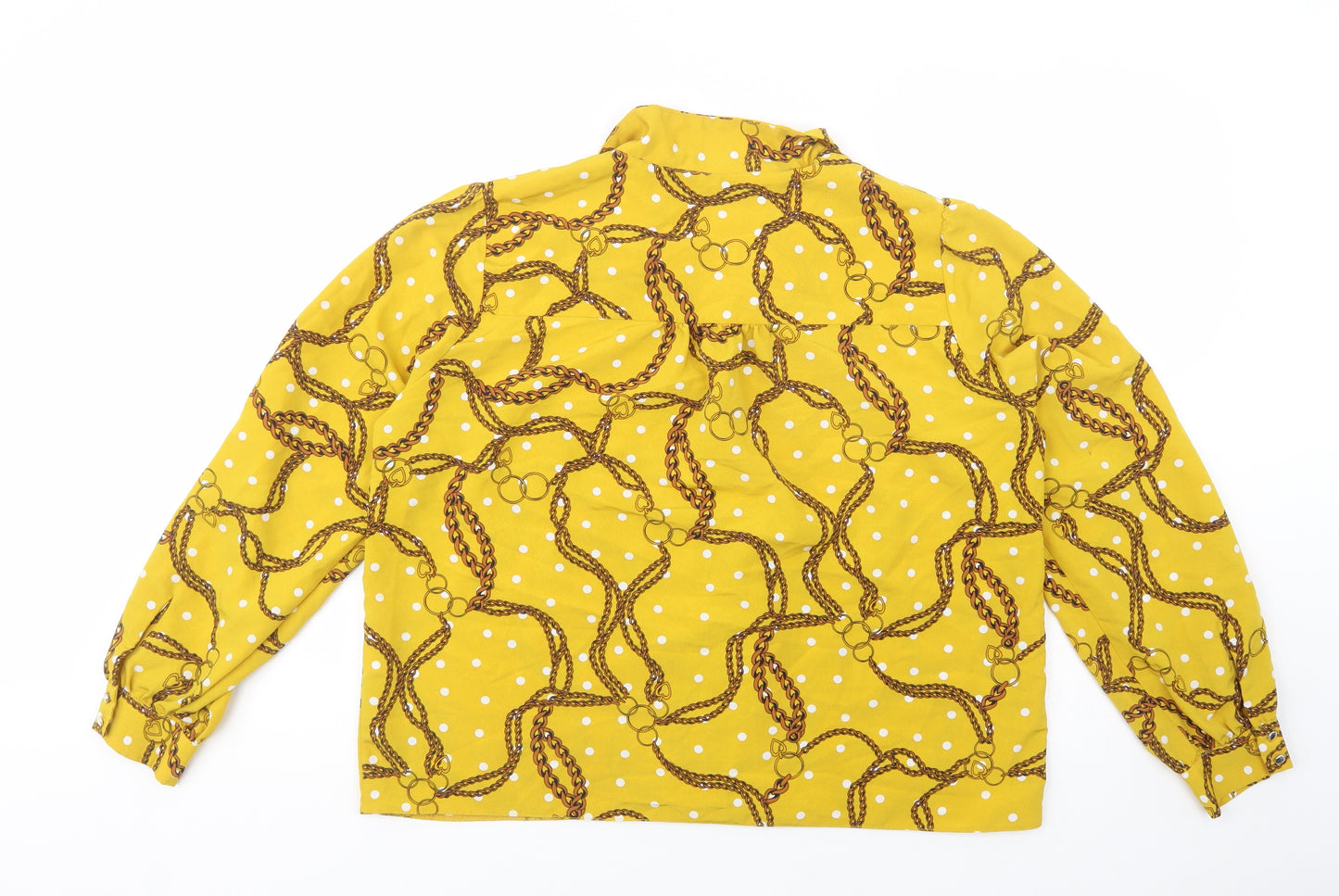 Dorothy Perkins Womens Yellow Geometric Polyester Basic Button-Up Size 18 Collared