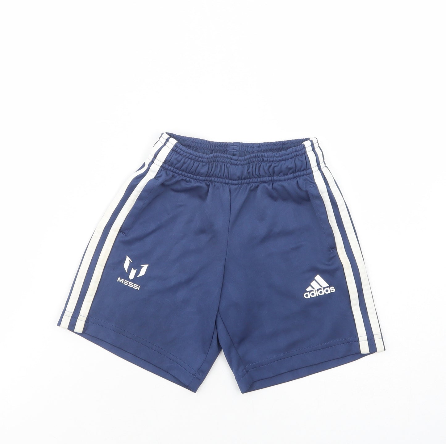 adidas Boys Blue  Polyester Sweat Shorts Size 5-6 Years  Regular Drawstring