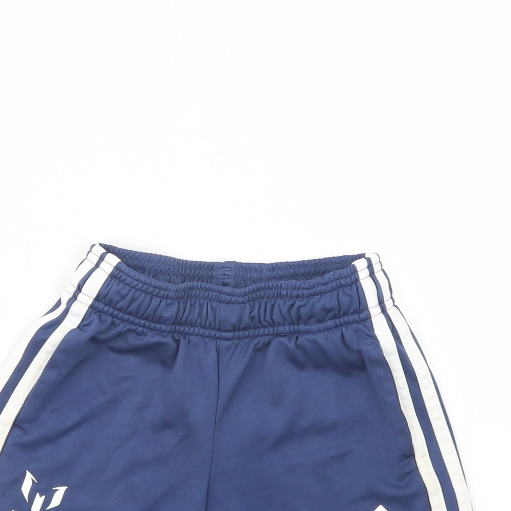 adidas Boys Blue  Polyester Sweat Shorts Size 5-6 Years  Regular Drawstring