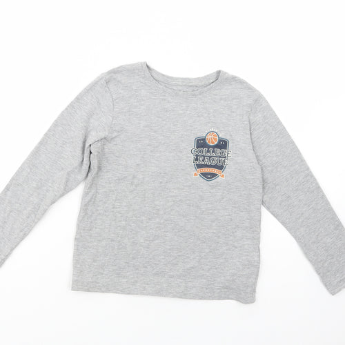 name it Boys Grey  Cotton Basic T-Shirt Size 6 Years Crew Neck Pullover