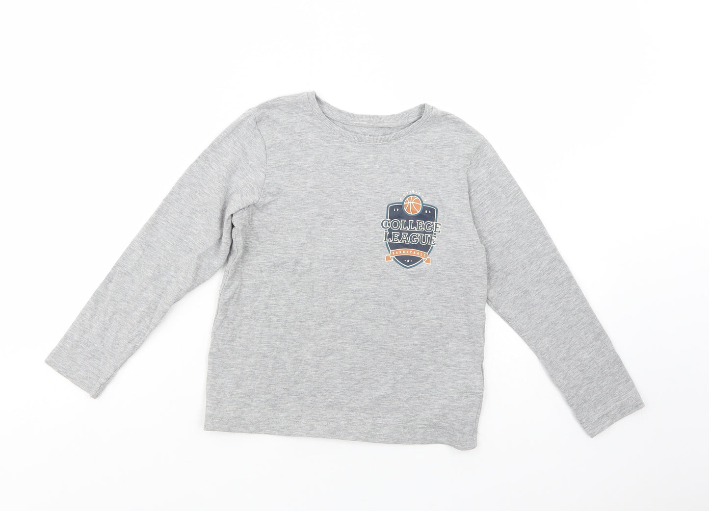 name it Boys Grey  Cotton Basic T-Shirt Size 6 Years Crew Neck Pullover