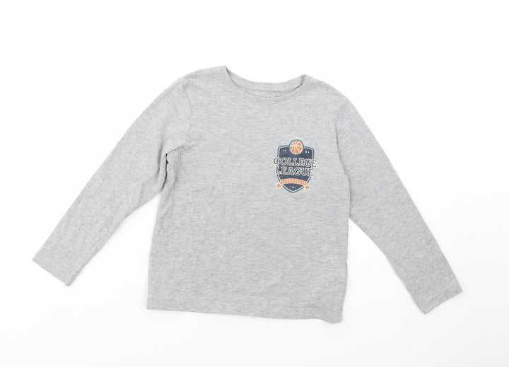 name it Boys Grey  Cotton Basic T-Shirt Size 6 Years Crew Neck Pullover