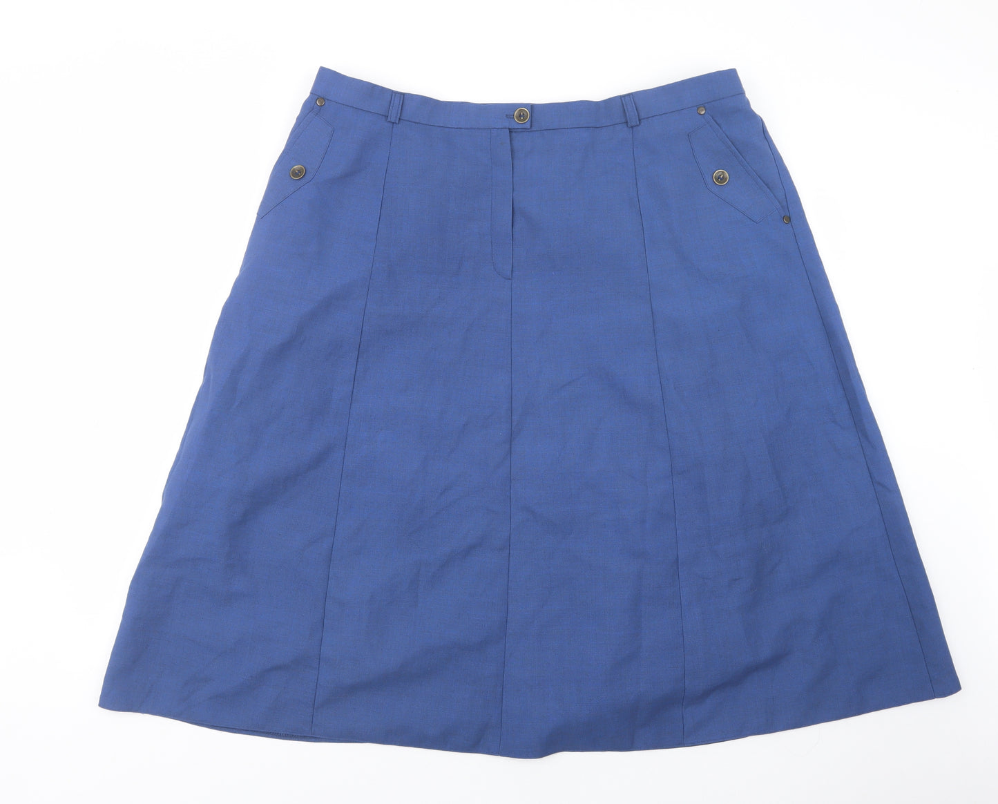 Wilhelm Monhemius Womens Blue  Polyester A-Line Skirt Size 24   Button