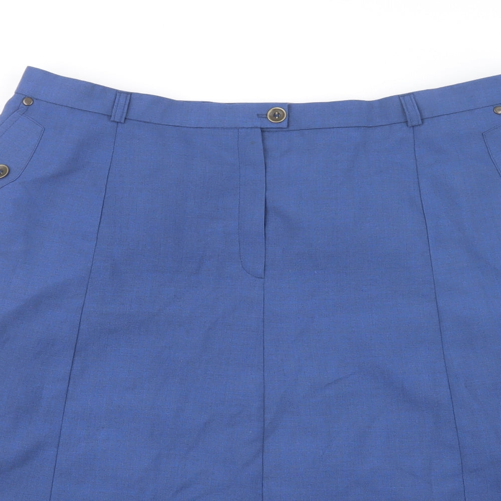 Wilhelm Monhemius Womens Blue  Polyester A-Line Skirt Size 24   Button