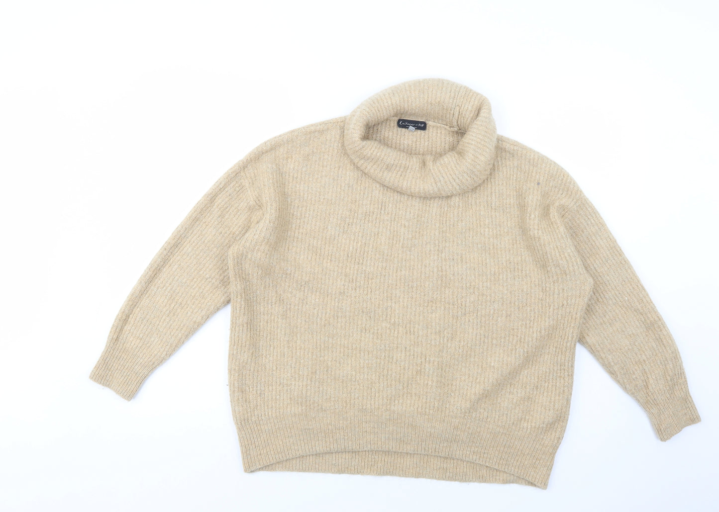 F&F Womens Beige Roll Neck  Acrylic Pullover Jumper Size 20