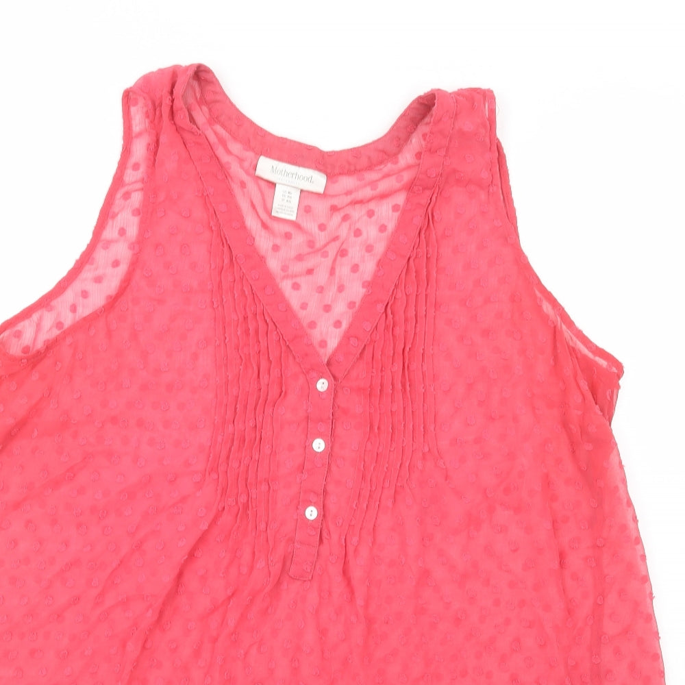 Motherhood Womens Pink  Polyester Basic Blouse Size XL V-Neck - Maternity