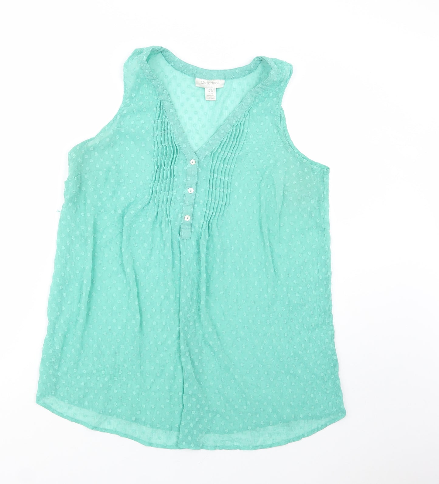 Motherhood Womens Green  Polyester Basic Button-Up Size XL V-Neck - Maternity