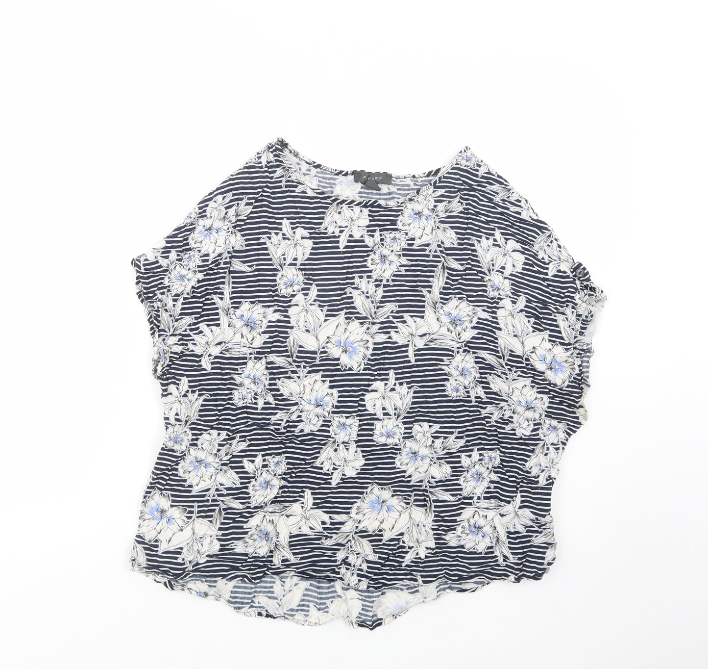 Primark Womens Blue Floral Viscose Basic Blouse Size 20 Crew Neck