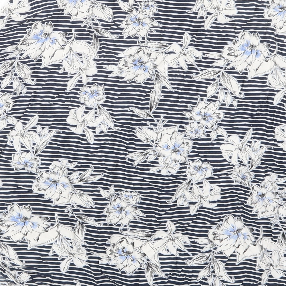 Primark Womens Blue Floral Viscose Basic Blouse Size 20 Crew Neck