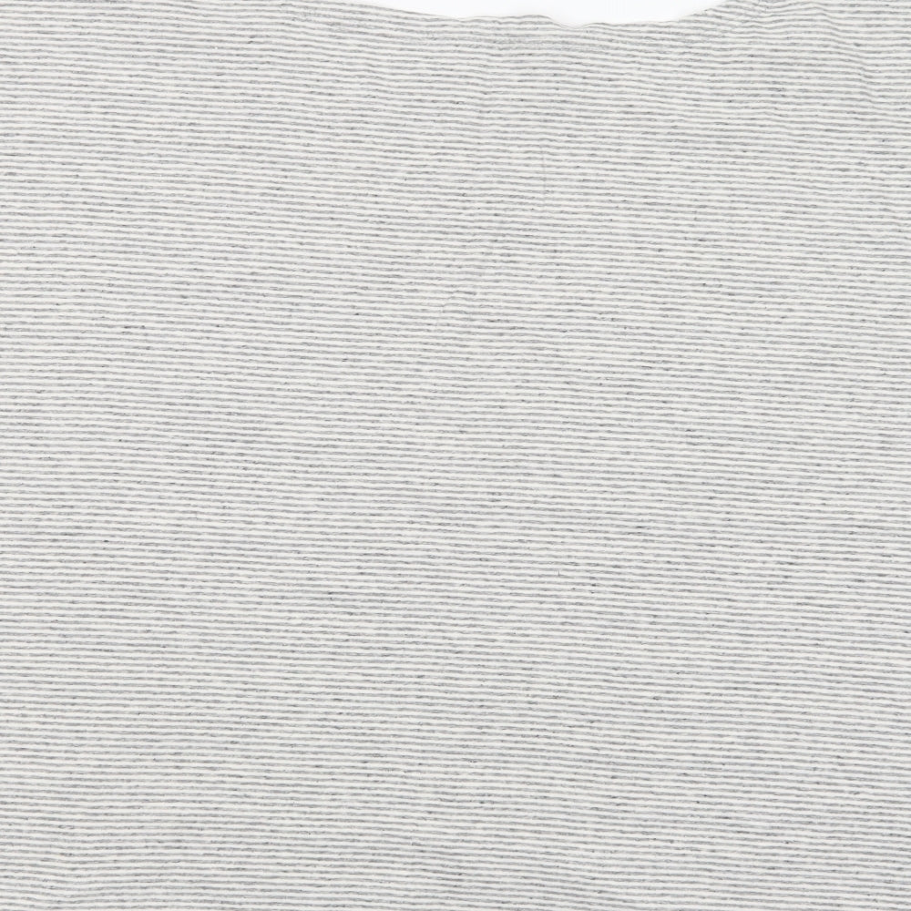 Bonmarché Womens Grey Striped Cotton Basic T-Shirt Size 22 Boat Neck