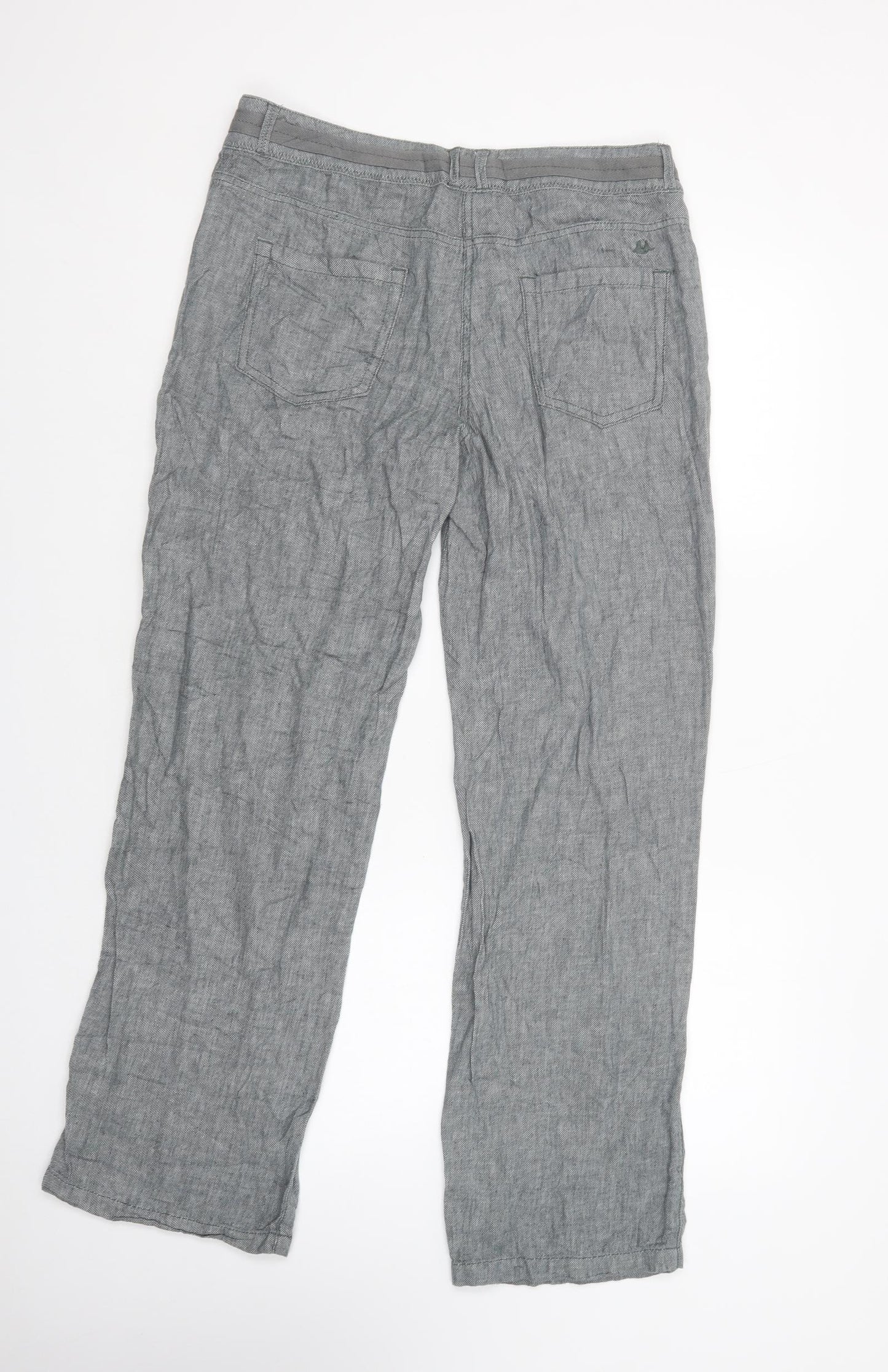 Mantaray Womens Grey  Linen Trousers  Size 12 L30 in Regular Button