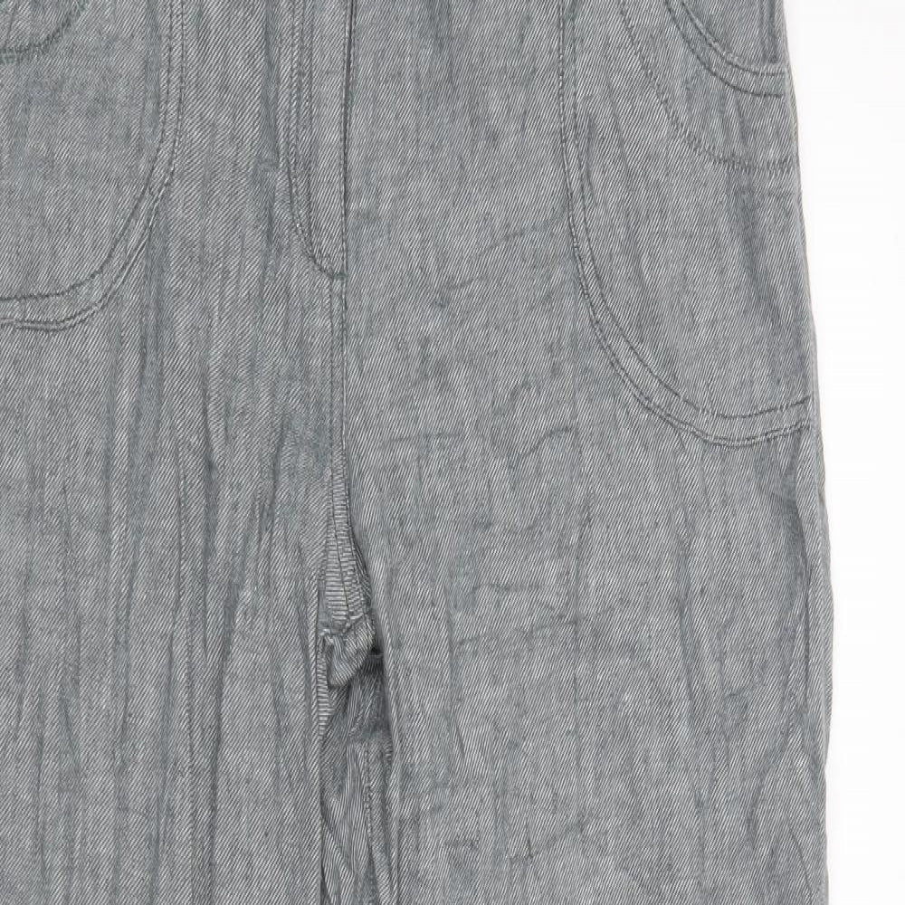 Mantaray Womens Grey  Linen Trousers  Size 12 L30 in Regular Button