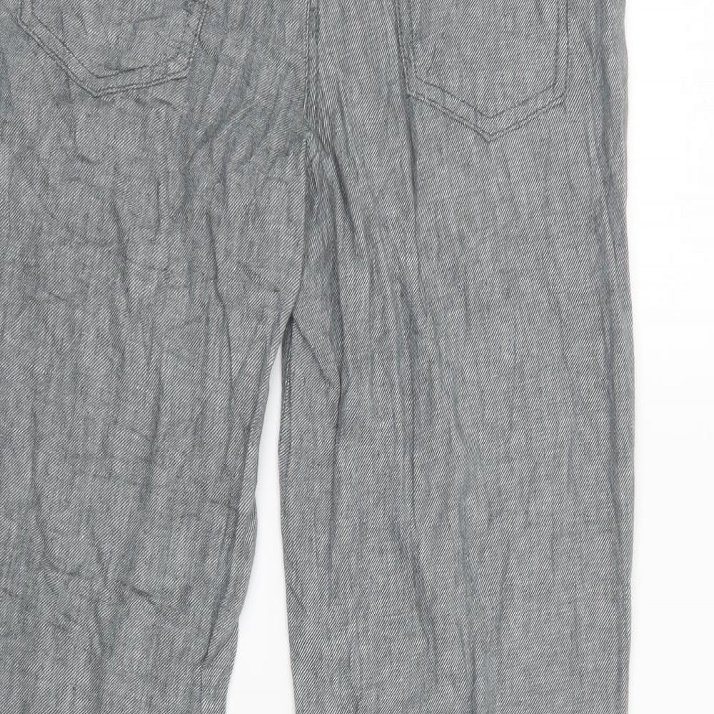 Mantaray Womens Grey  Linen Trousers  Size 12 L30 in Regular Button