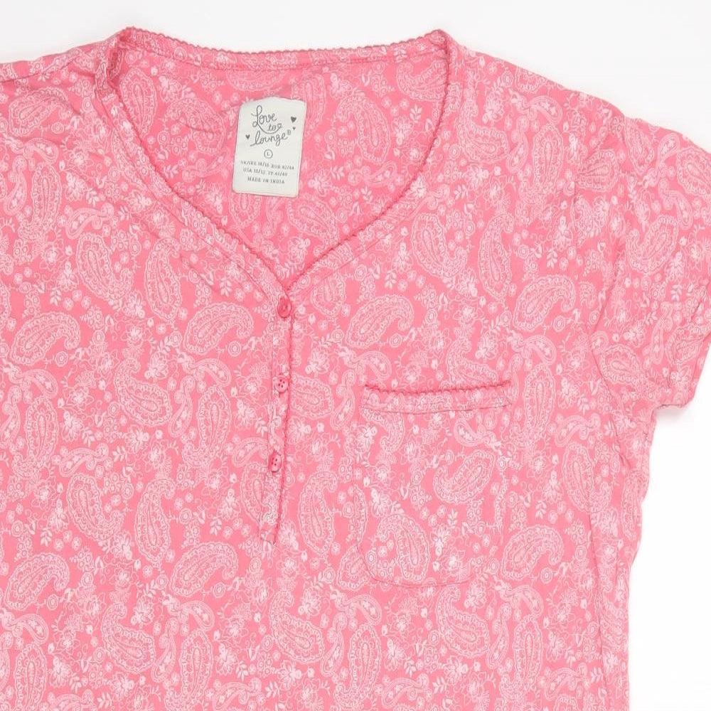 Primark Womens Pink Paisley Cotton Chemise Dress Size 14  Button