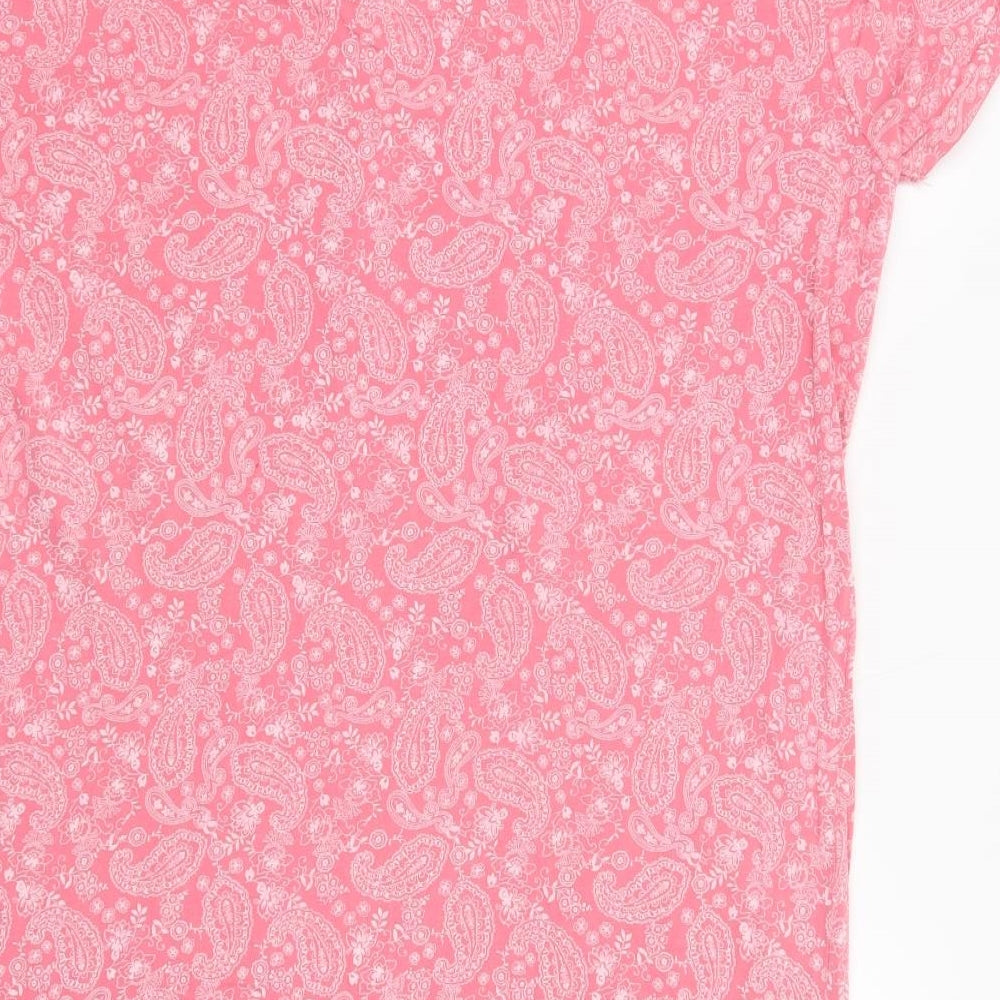 Primark Womens Pink Paisley Cotton Chemise Dress Size 14  Button