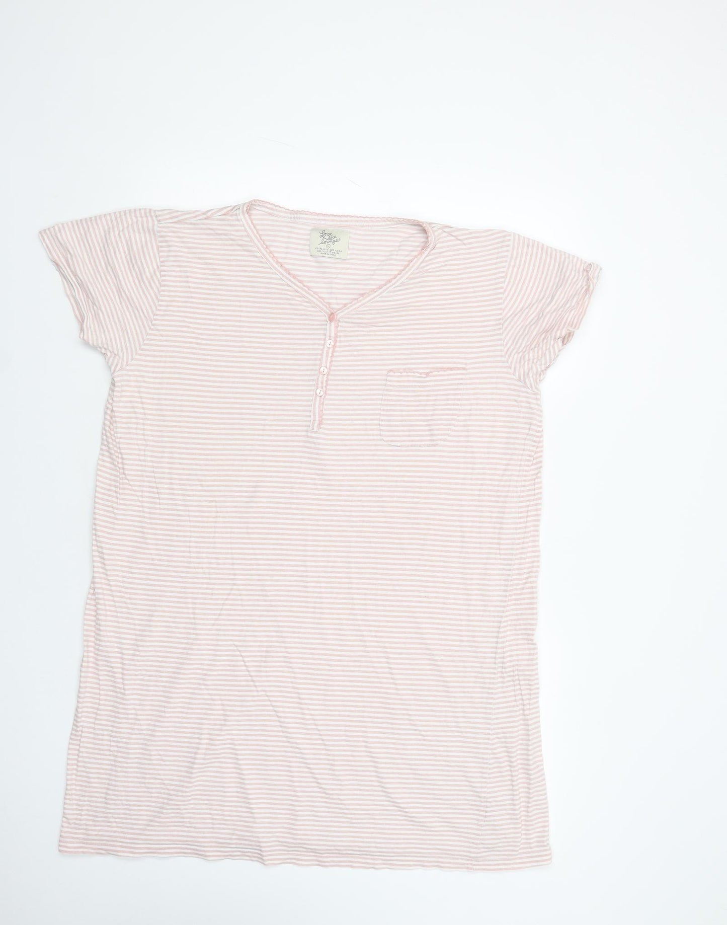 Primark Womens Pink Striped Cotton Capri Dress Size L  Button
