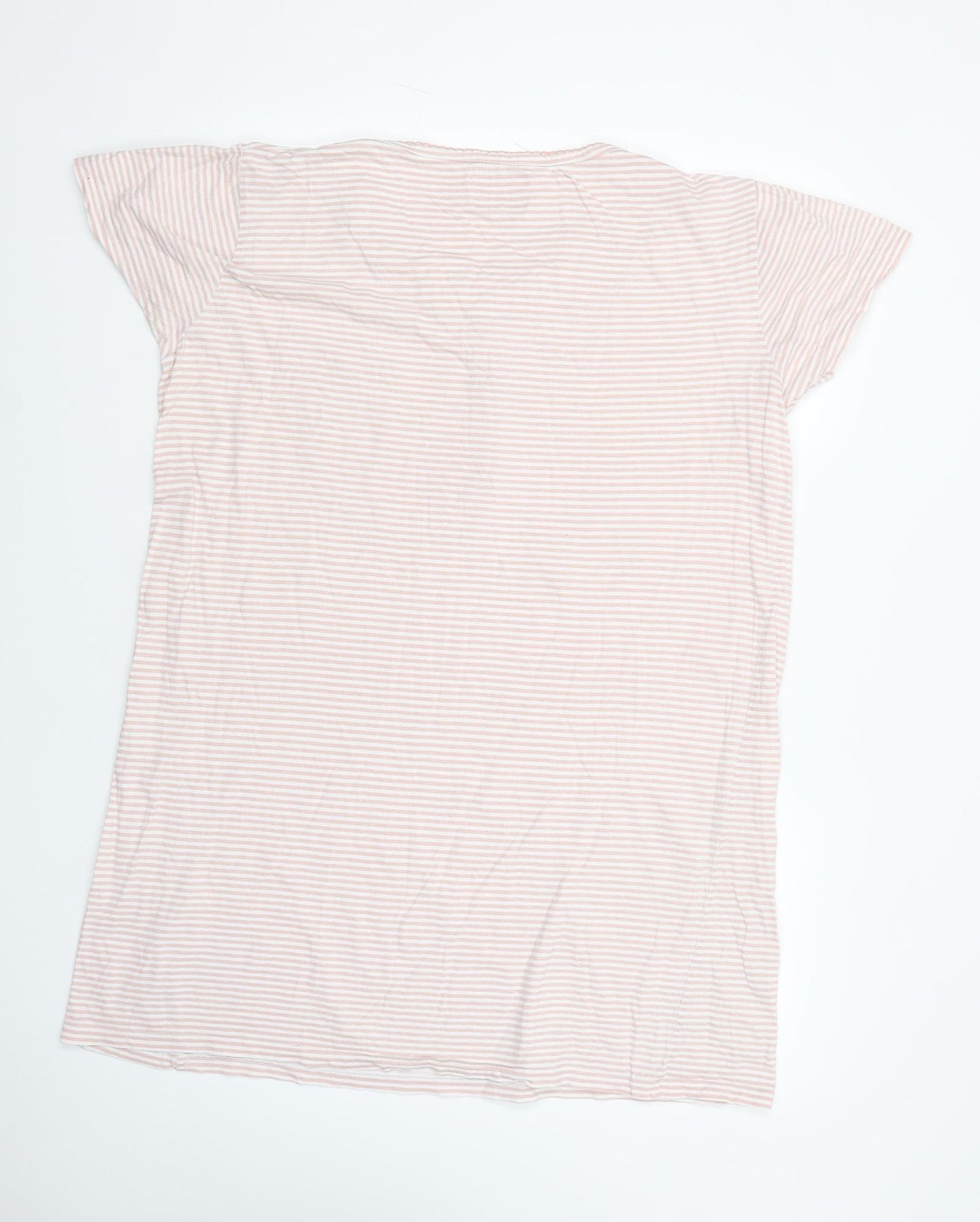 Primark Womens Pink Striped Cotton Capri Dress Size L  Button